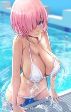 プールサイドで巨乳マシュちゃんと立ちバック！