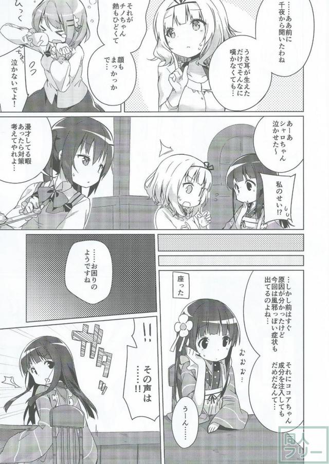 ある日風邪の症状と共にまたうさ耳を生やしてしまったチノを治すために高校生組+αが頑張る話 <> 011
