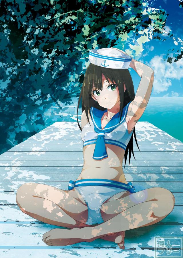 セーラー水着を着たアイドルのグラビア風のイラスト集 <> 007