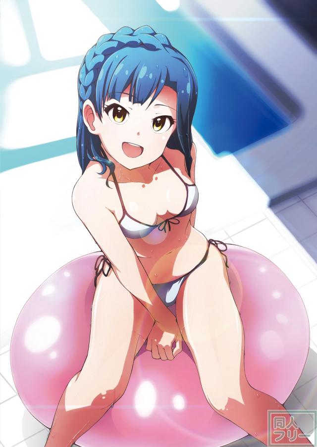 セーラー水着を着たアイドルのグラビア風のイラスト集 <> 013
