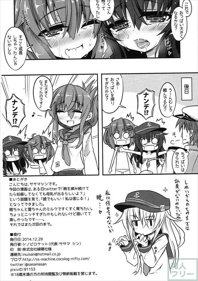 暁と雷が胸を大きくするために司令官に揉んでもらいにいくお話 <> 021