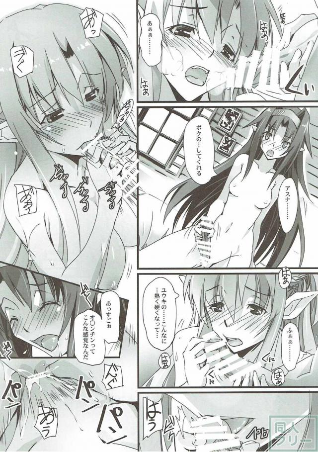 アスナに這いよりキスを求めるユウキ。 絡み合いながら発情していく!! <> 015
