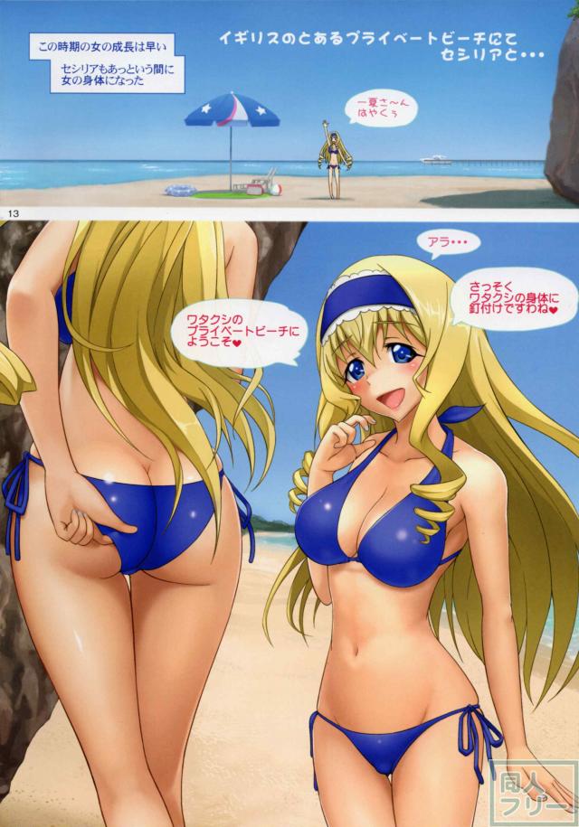 シャルとセシリアのビーチでビキニ青姦本 <> 010