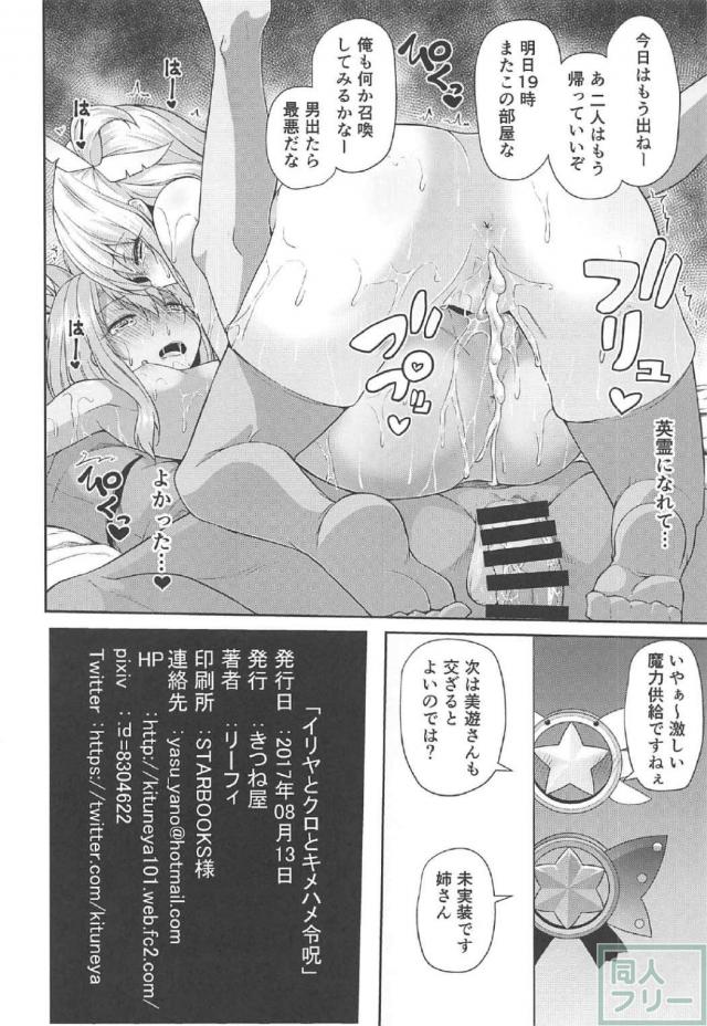 令呪で感度MAXにしたイリヤとクロエとアヘアヘ肉便器ックス！ <> 017