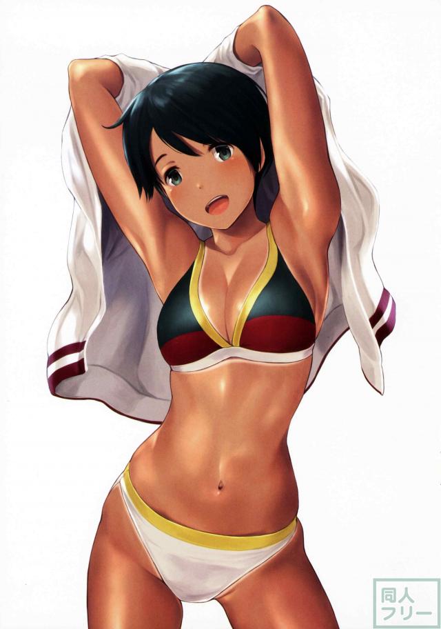 夏の季節の日焼け跡が実にエロい美麗ふるーからーイラスト集 <> 002