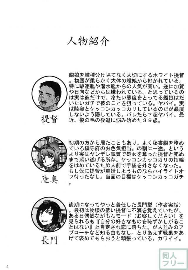 優しいホワイト提督(おじさん)と陸奥・長門が中出し3P <> 003