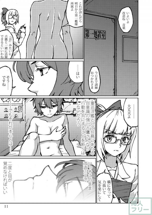 シリアスでありコメディである古鷹×青葉ふたなり本 <> 010