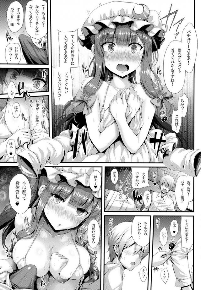 上から目線な発情パチュリー様がマイクロビキニでおねだりしてくるので生中出しセックス <> 004