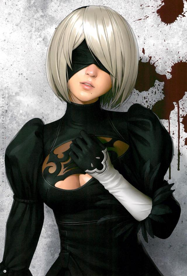[美麗フルカラー]2B・A2の美乳が眩しいイラスト集 <> 007