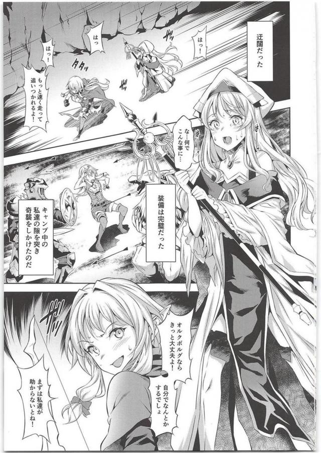 妖精弓手と女神官がゴブリンロードに絶望の輪姦陵辱！強烈媚薬を膣に塗られ快楽堕ち！ <> 002