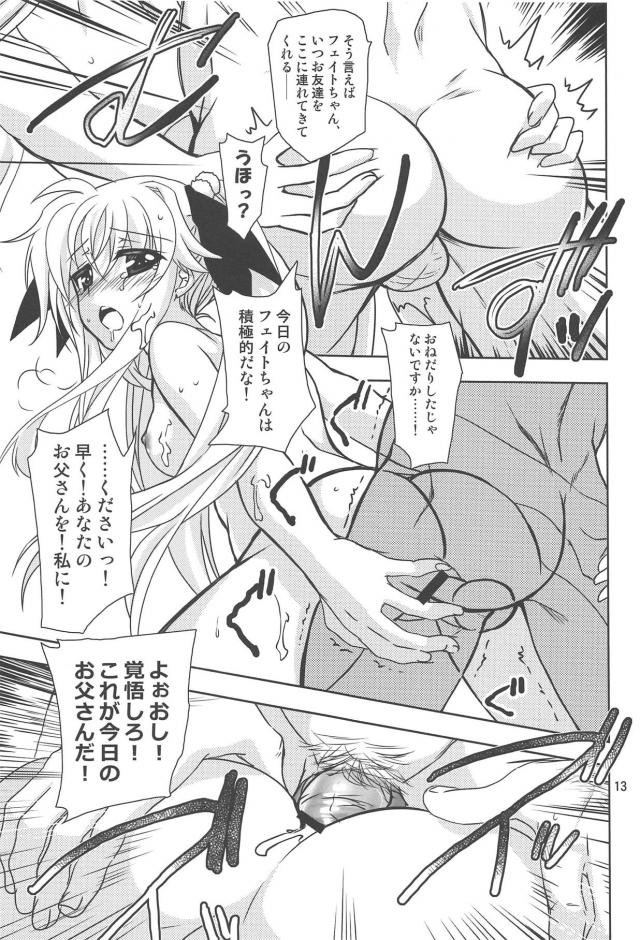 ドM全裸フェイトちゃんがお父さんたちと3Pセックス <> 012