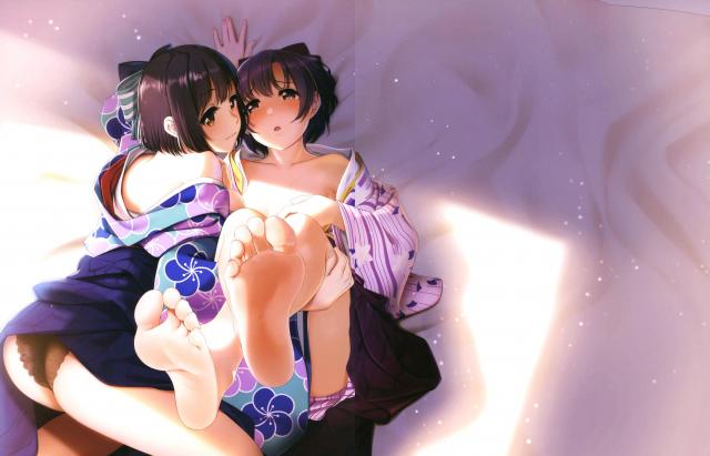 袴姿で茄子とほたるが濃厚百合えっち <> 004