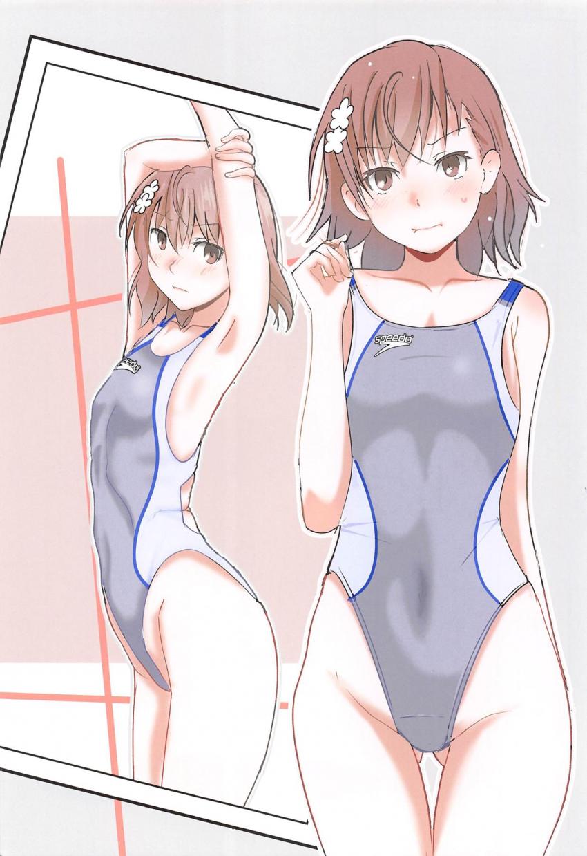 競泳水着姿のむっつりスケベな御坂美琴が男たちの言いなりになってJCマンコに生中出しセックス！涙子ちゃんは無理矢理中出しレイプ！ <> 005