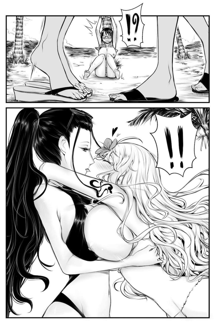 ワンピースヒロインたちがビーチで大乱交百合えっち！ <> 007