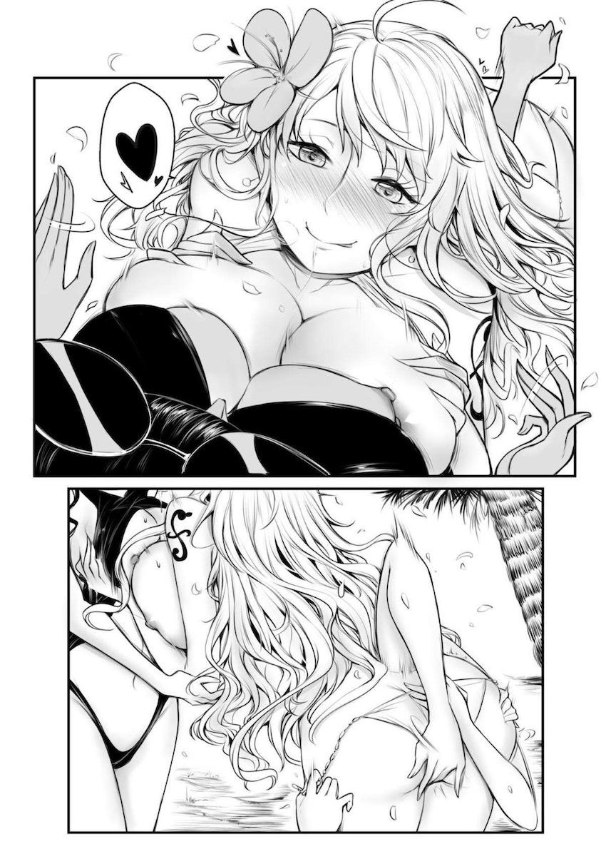 ワンピースヒロインたちがビーチで大乱交百合えっち！ <> 008