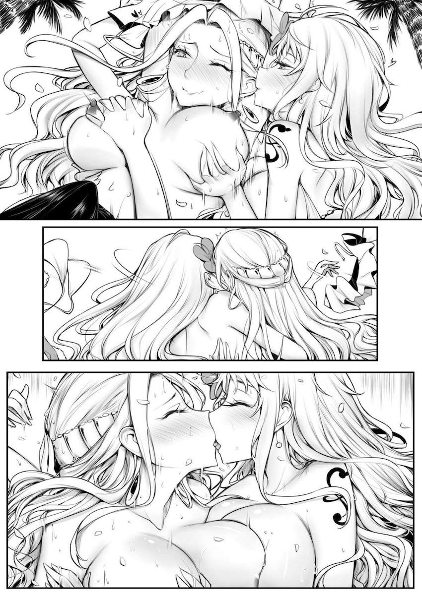 ワンピースヒロインたちがビーチで大乱交百合えっち！ <> 014