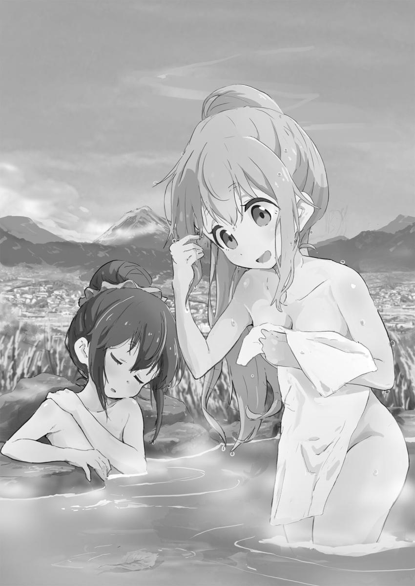 りんとなでしこが2人で温泉へやってきた。奇跡的にふたりきりの露天風呂でイチャイチャ百合えっち <> 002