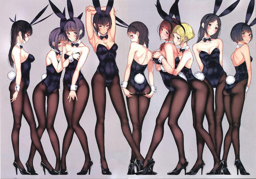 【美麗フルカラー】タイプの違う可愛いJK娘たちが学校でバニコス姿に。日常的だけど非日常なシチュエーションに究極のフェチシズムが生まれる！フルカラーイラスト集 <> 003