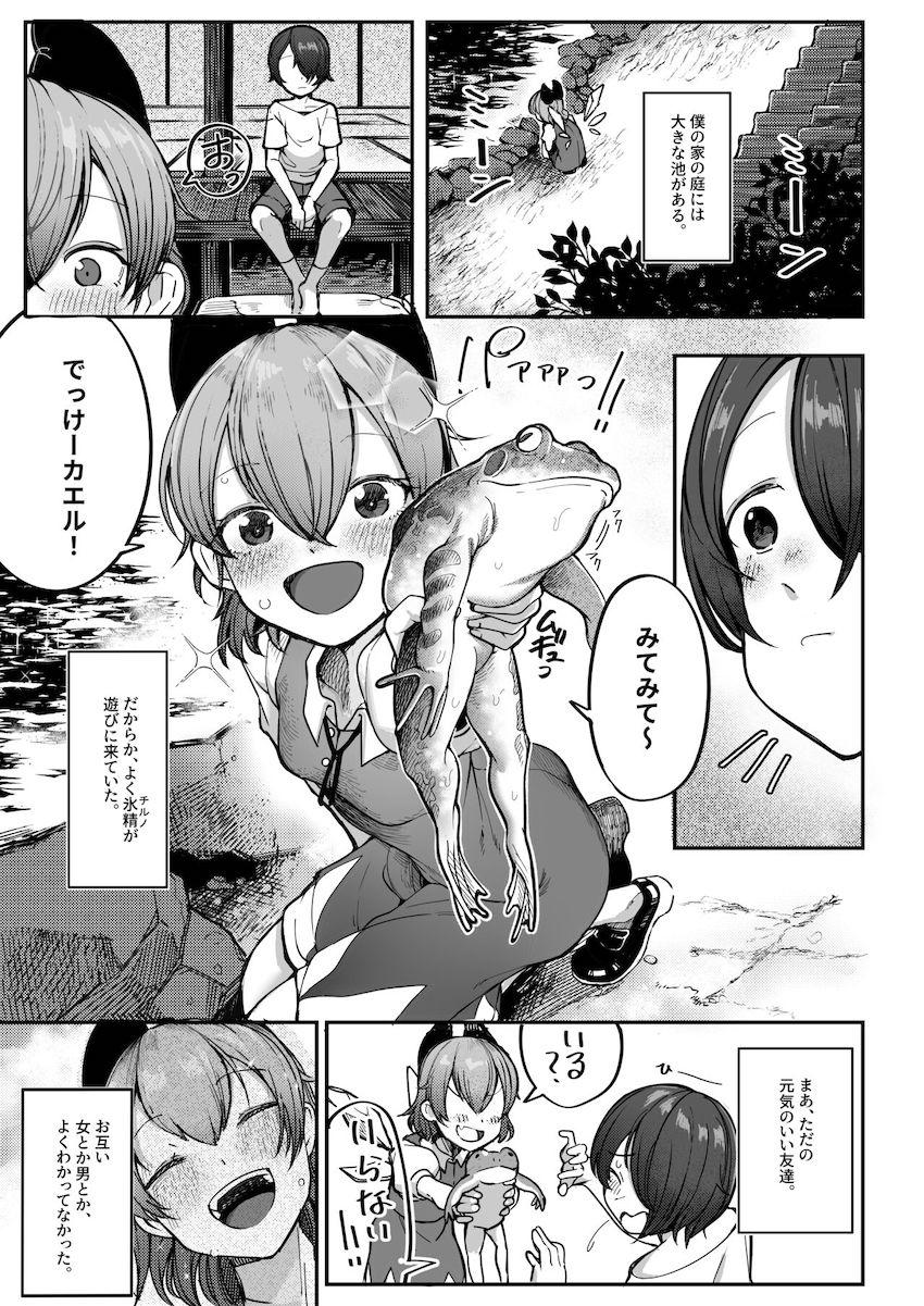 チルノを異性として意識せずに元気の良い友達として認識していたショタだったが、ある日無防備に眠るチルノの胸チラで男としての性欲が爆発！本能のまま見抜きぶっかけしてしまい…。 <> 002