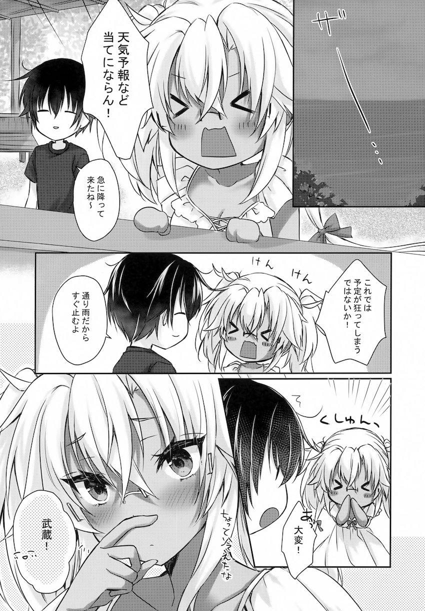 恋に目覚めてすっかり乙女になった武蔵と提督の雨宿りラブラブ純愛えっち <> 002