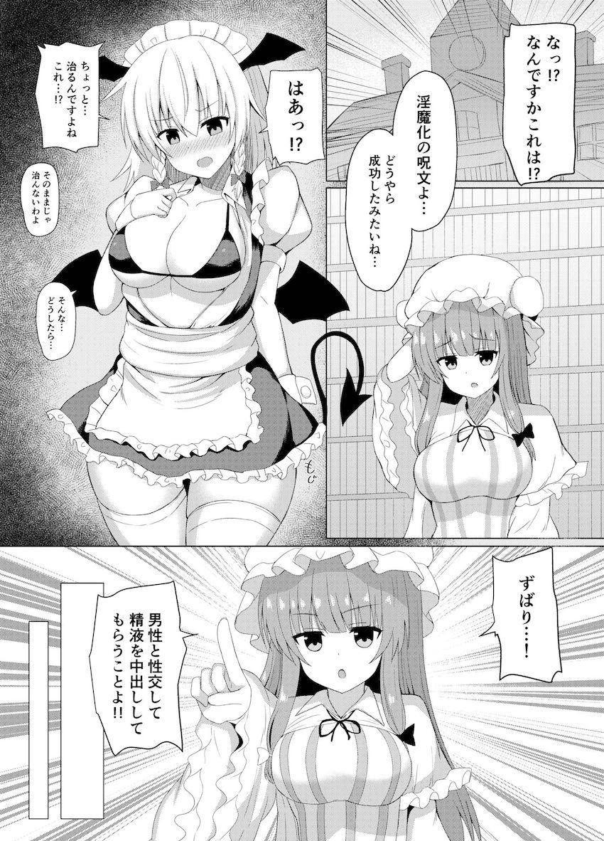 パチュリーにサキュバスにされてしまった咲夜さんが元に戻るため男性と性交して精液を中出ししてもらう本 <> 005
