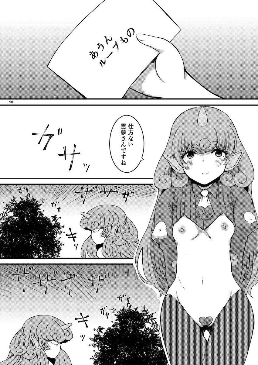 描き下ろし含む7本立て100p超え大ボリューム総集編☆さとりと勇儀のオフパココスプレSEXやエロギャグパチュリーほか。 <> 051