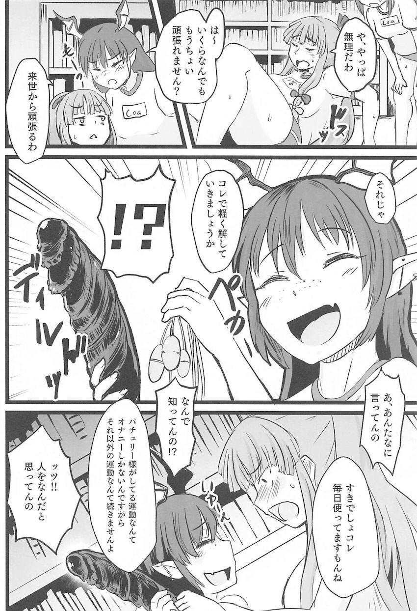 デブぽちゃパチュリーがふたなり小悪魔に手伝ってもらってセックスダイエット！ <> 005