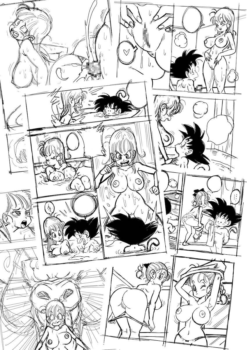 ブルマと一緒にお風呂に入り、はじめての勃起体験に動揺する悟空！処女なのに痴女なブルマに押し倒されて童貞卒業セックス！おまんこ気持ち良すぎて自我を失った悟空の強烈射精でイクぅう〜！！！ <> 025