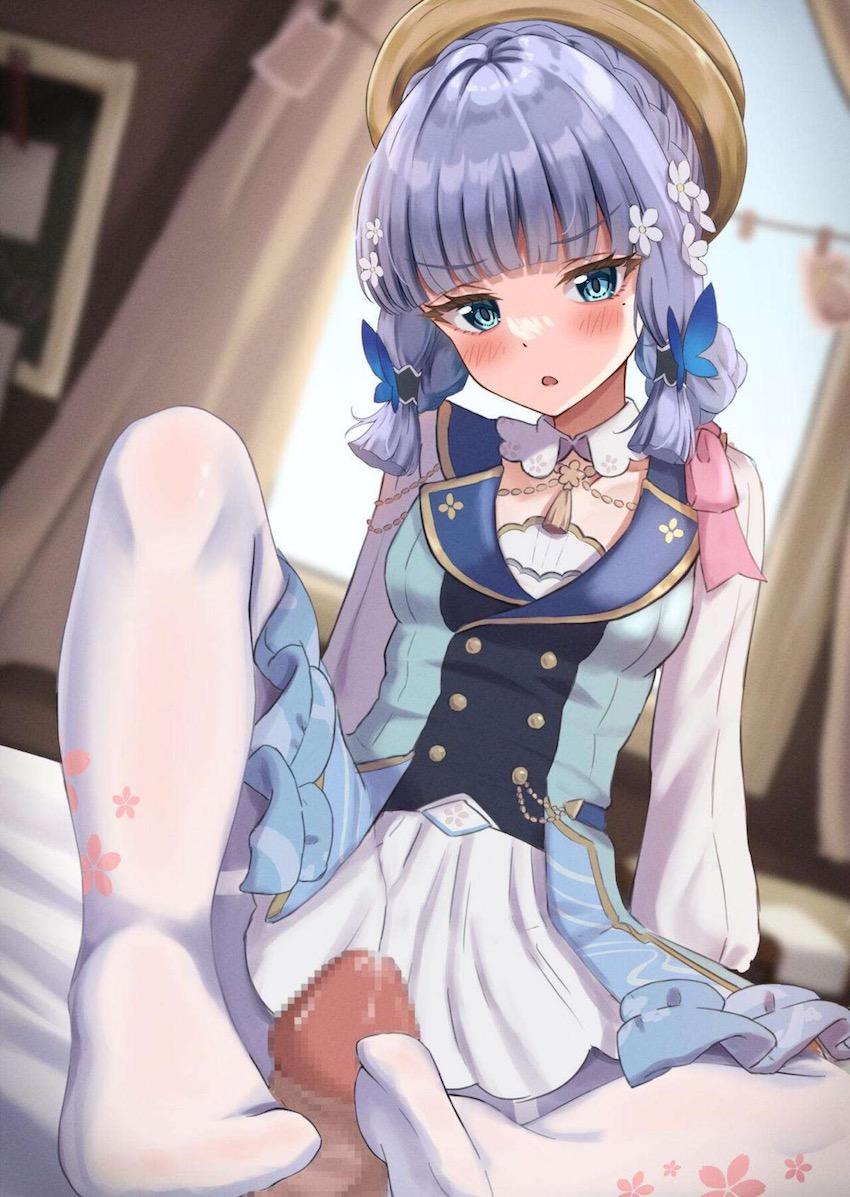 神里綾華の白タイツ足コキ <> 005