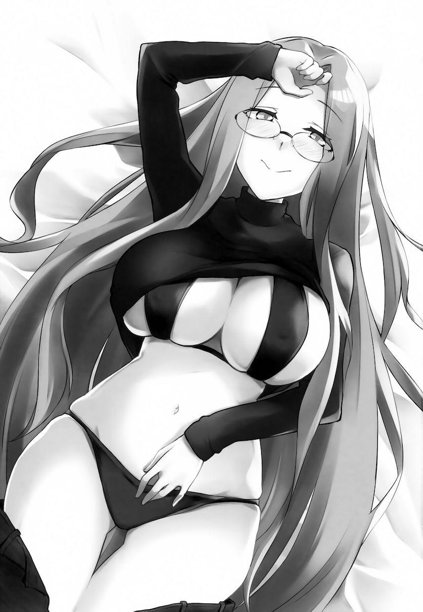 巨乳メガネお姉さんことライダーさんに積極的に攻められる中出しセックス <> 002