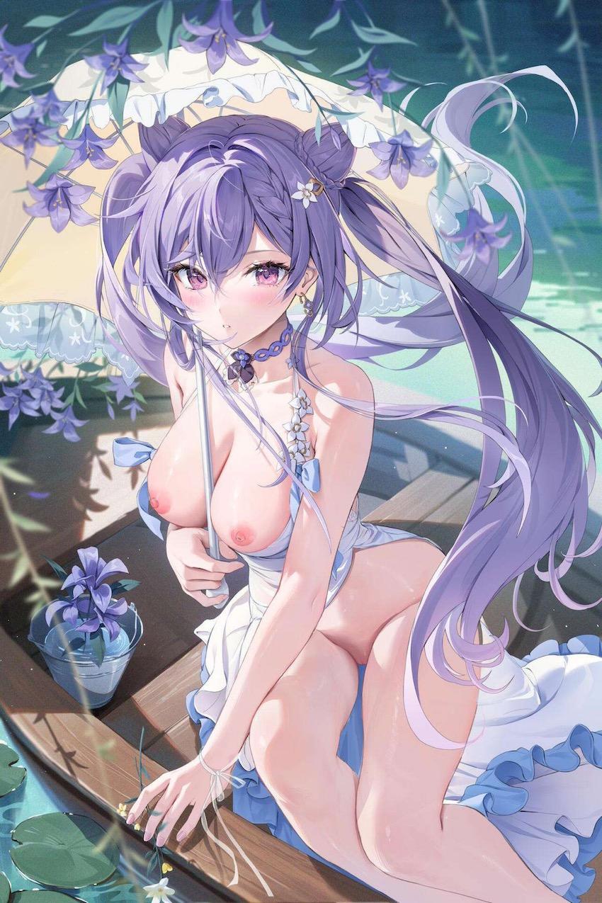 日傘ドレスの刻晴に生中出し！ <> 004