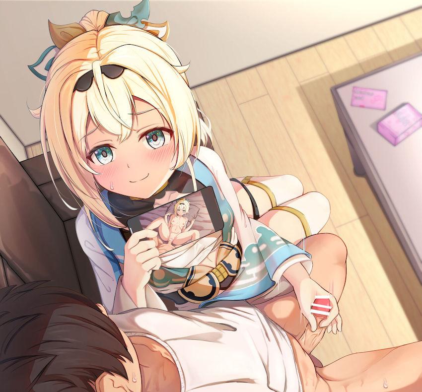 彼女の風真いろはちゃんに浮気ハメ撮り動画を見せられながら手コキで抜いてもらうマゾ彼氏くん <> 017