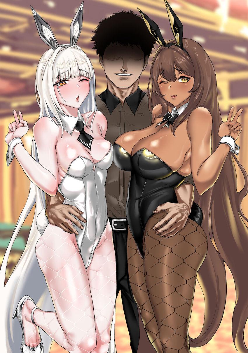 エロバニー双子姉妹と濃密3Pセックス！ <> 002