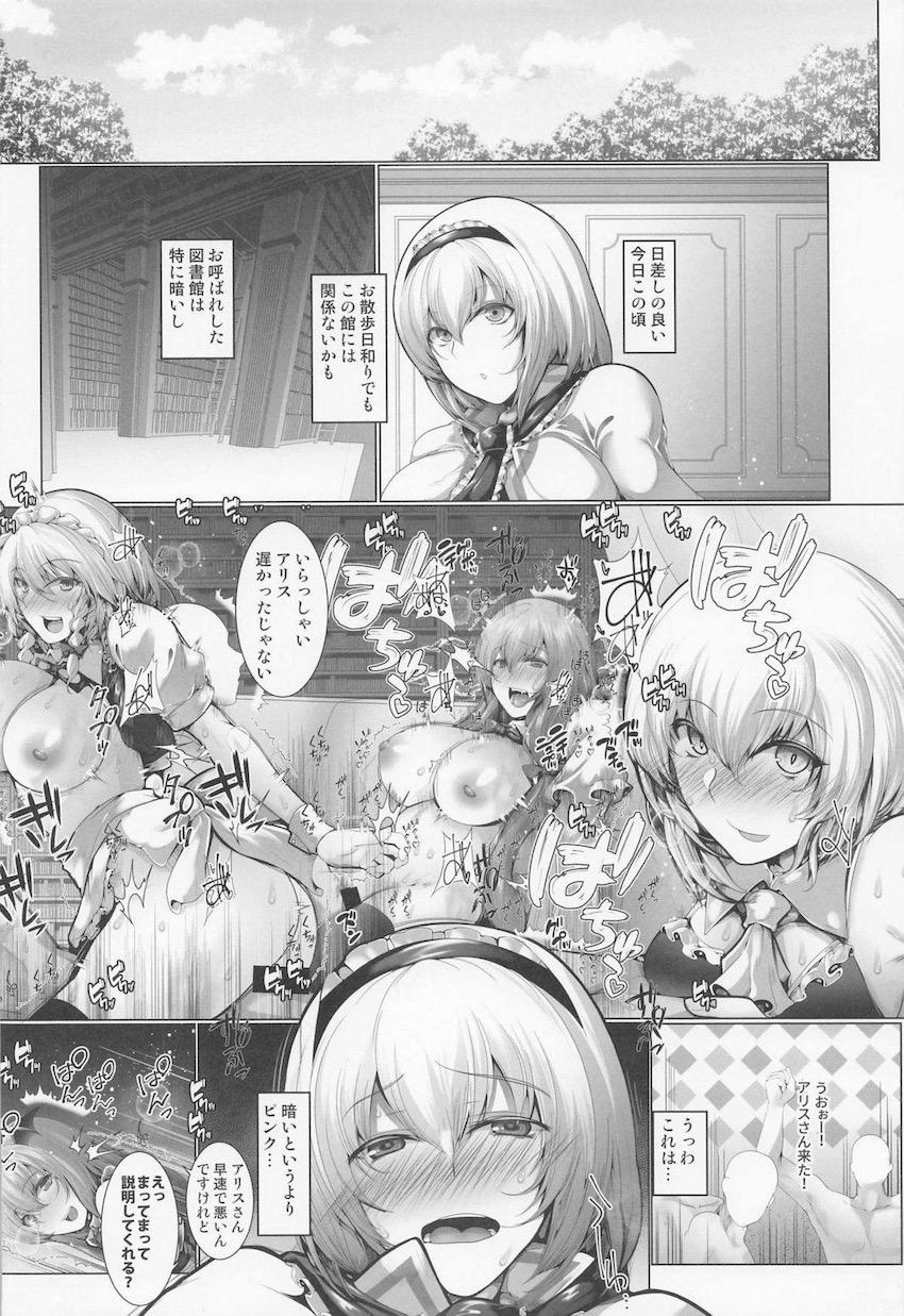 性欲旺盛な紅魔館メンバーが図書館で大乱交！ <> 003