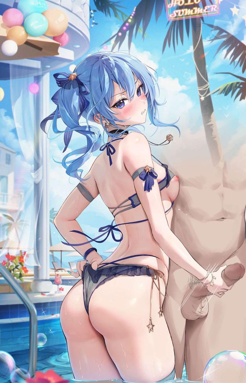 ビキニ姿の星街すいせいちゃんとリゾートプールで青姦セックス！ <> 004