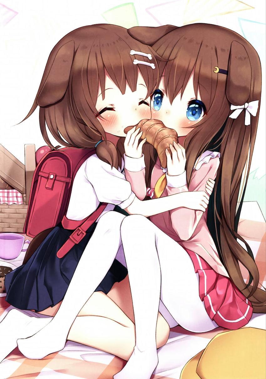 【非エロ】文月ちゃん如月ちゃんケモ耳しっぽロリ百合イラスト集 <> 003