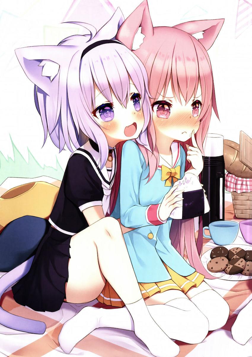 【非エロ】文月ちゃん如月ちゃんケモ耳しっぽロリ百合イラスト集 <> 004