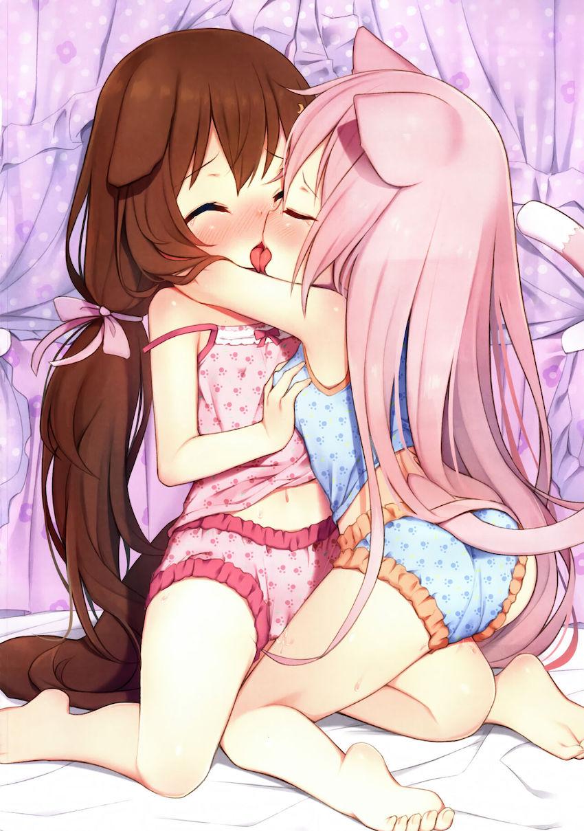 【非エロ】文月ちゃん如月ちゃんケモ耳しっぽロリ百合イラスト集 <> 007