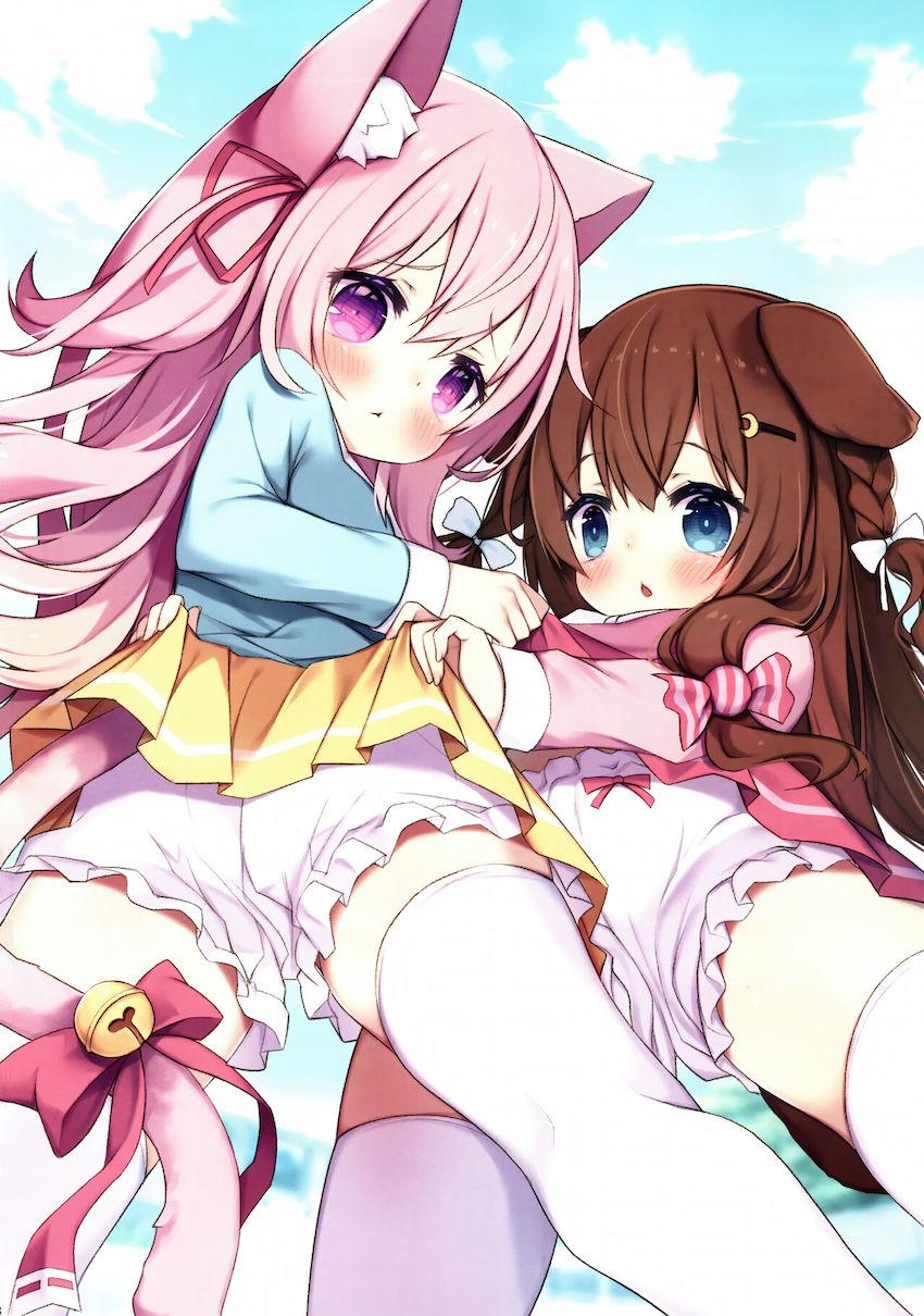 【非エロ】文月ちゃん如月ちゃんケモ耳しっぽロリ百合イラスト集 <> 017