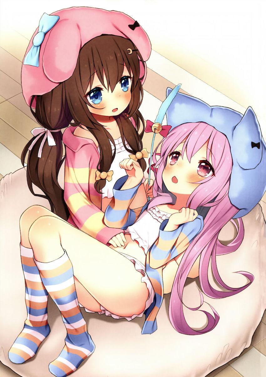 【非エロ】文月ちゃん如月ちゃんケモ耳しっぽロリ百合イラスト集 <> 018