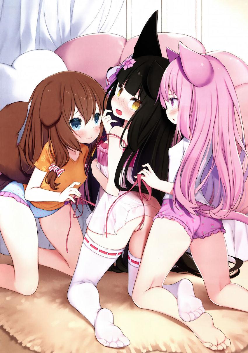 【非エロ】文月ちゃん如月ちゃんケモ耳しっぽロリ百合イラスト集 <> 021