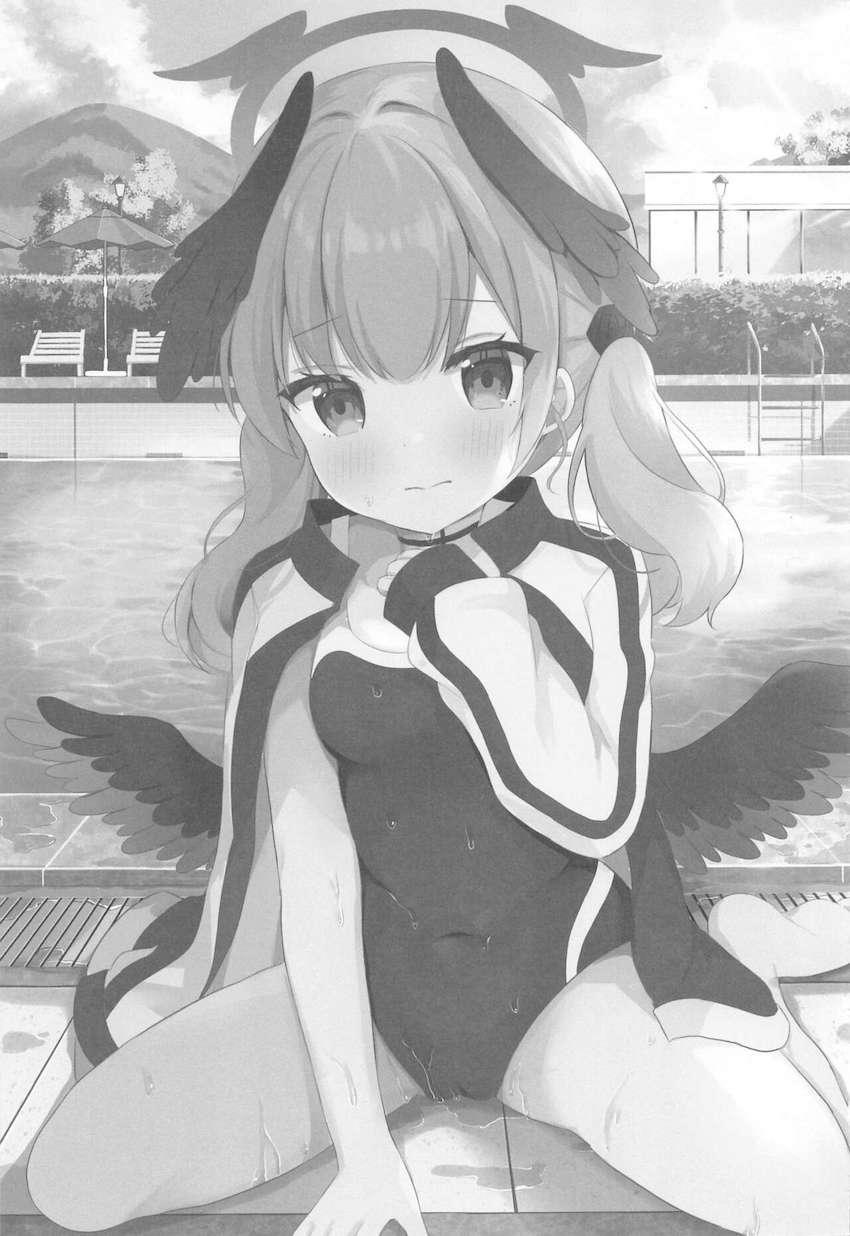 1週間セックス禁止で発情状態になったコハルとプールでスク水えっち！ <> 002