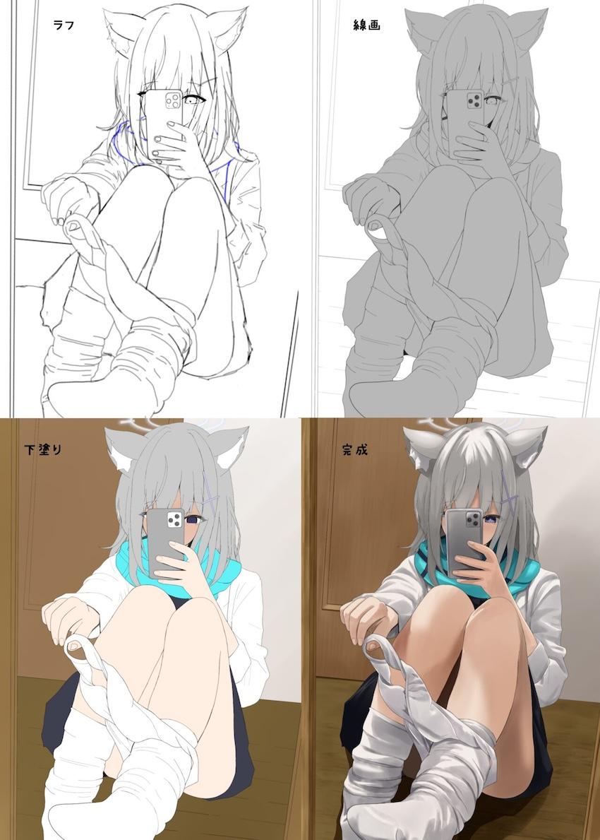 発情シロコの制服エロ自撮り <> 015