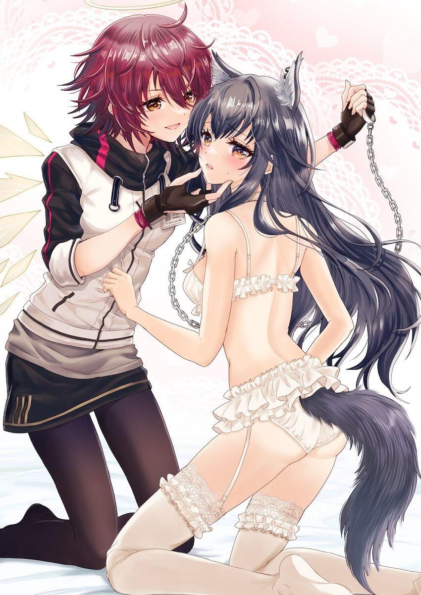 ガーター下着に首輪で百合えっち <> 002