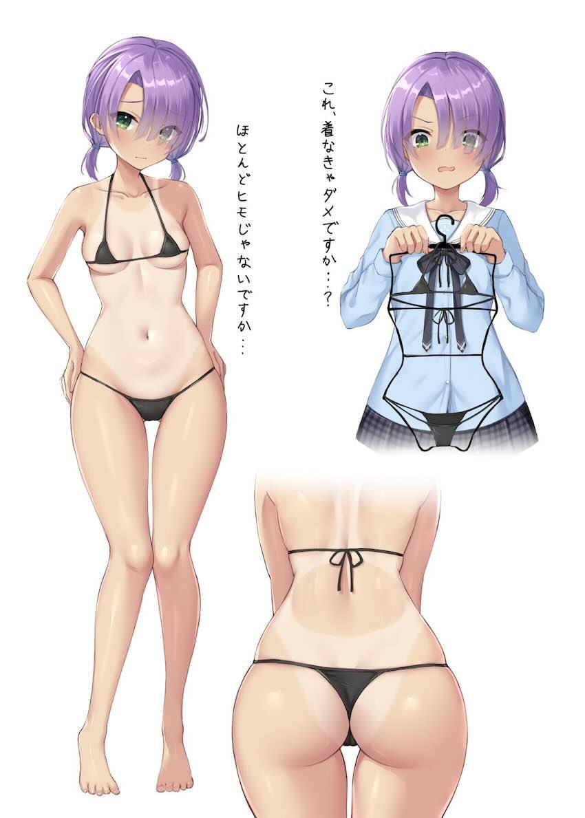 日焼け跡がエロい水泳女子・火打谷愛衣のエロイラストとセックス <> 002