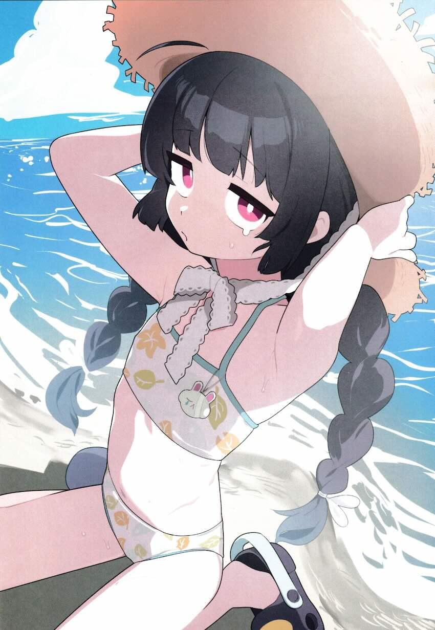 つるぺた女児ボディのミユとビーチの岩陰で青姦中出しセックス！ <> 002