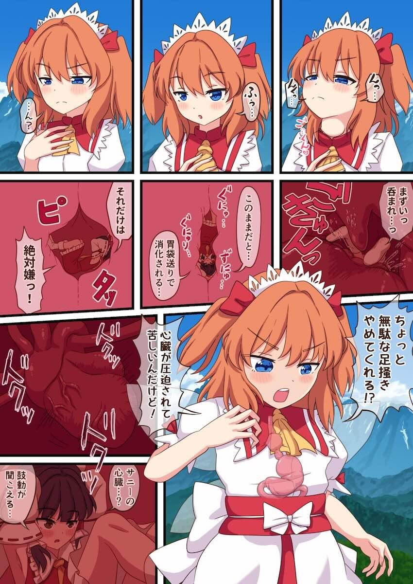 霊夢に心臓蹴られて気絶するサニーミルク <> 002