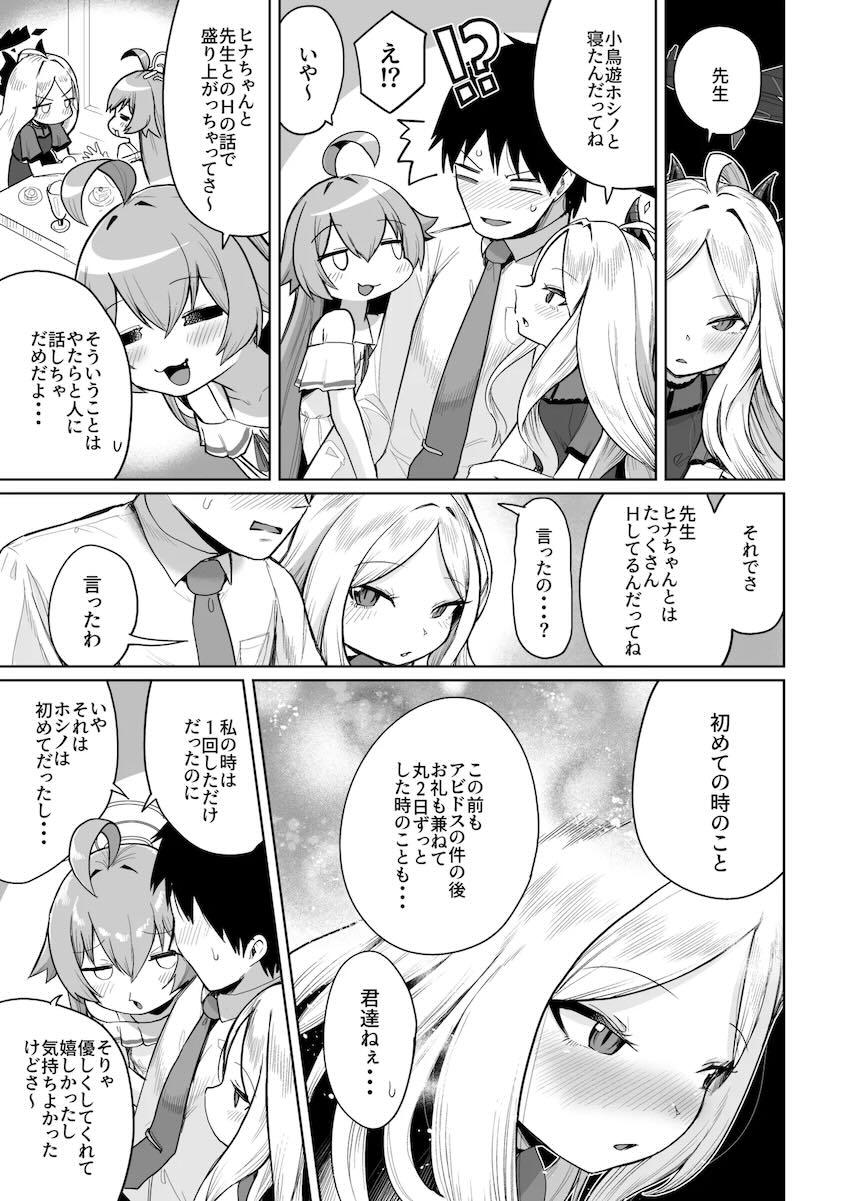 ホシノ・ヒナと思う存分中出し3Pセックス！ <> 004