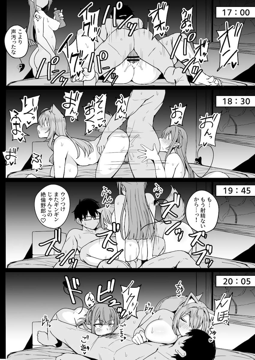 クラスメイトのギャルJKと部活の後輩JKふたりに愛されるハーレム痴女ックス！ <> 042