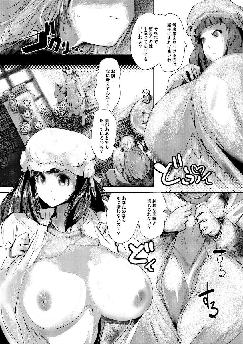 デカチン生えて困ってる魔理沙をパチュリーが助ける話 <> 012
